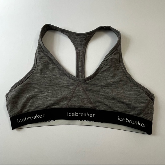 Icebreaker Black and Gray Wool blend Sports Bra Size XL - Picture 1 of 9